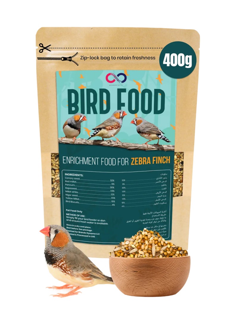BRANDSFINITY Premium Bird Feed For Zebra Finch (400g) - Image 1